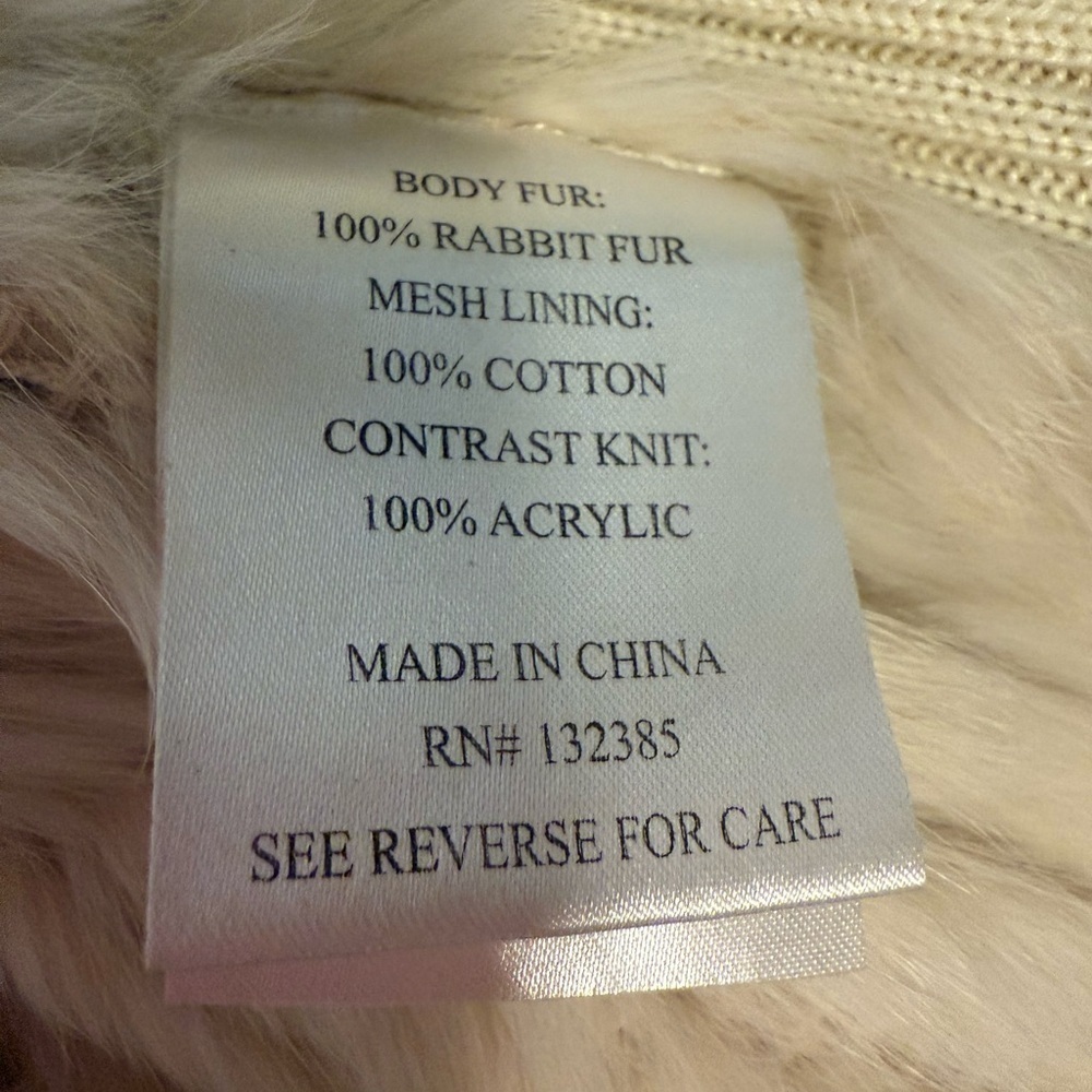 Love Token Cream Rabbit Fur Vest Large - Picture 7 of 10